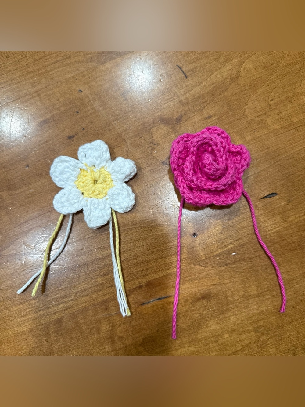 Brand New Hand Crochet Two Flower Embellishments For Dog/Cat Collar White/pink